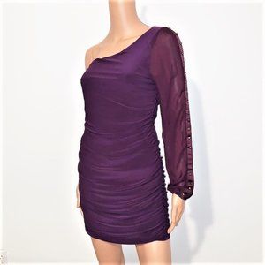 LIPSTICK One Shoulder Ruched Party Dress